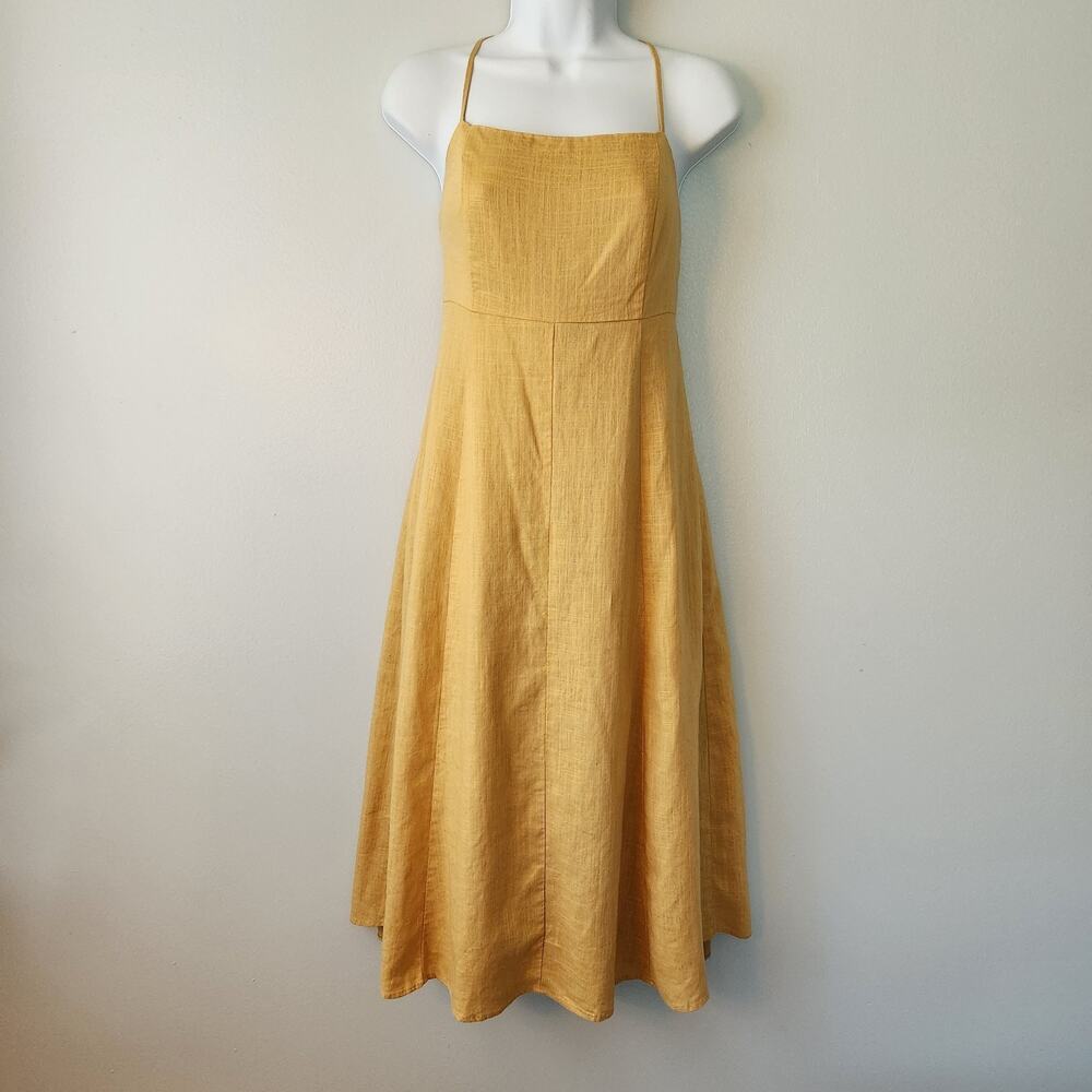 Anthropologie Sunday In Brooklyn Halter Dress Women XS Cotton Linen Coastal Boho